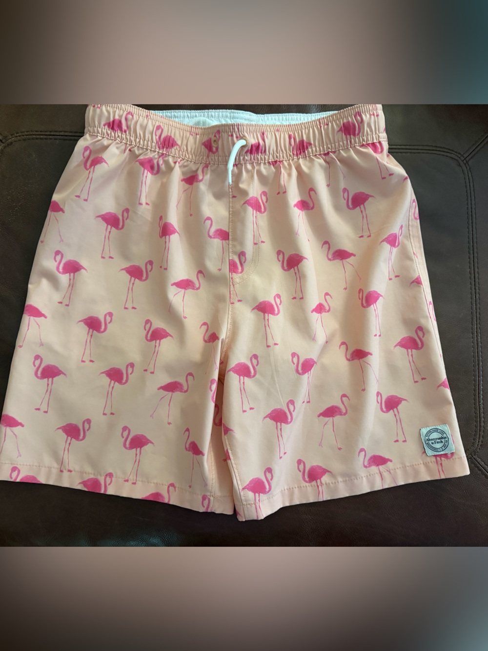 abercrombie kids Pink Flamingo Print Swim Trunks